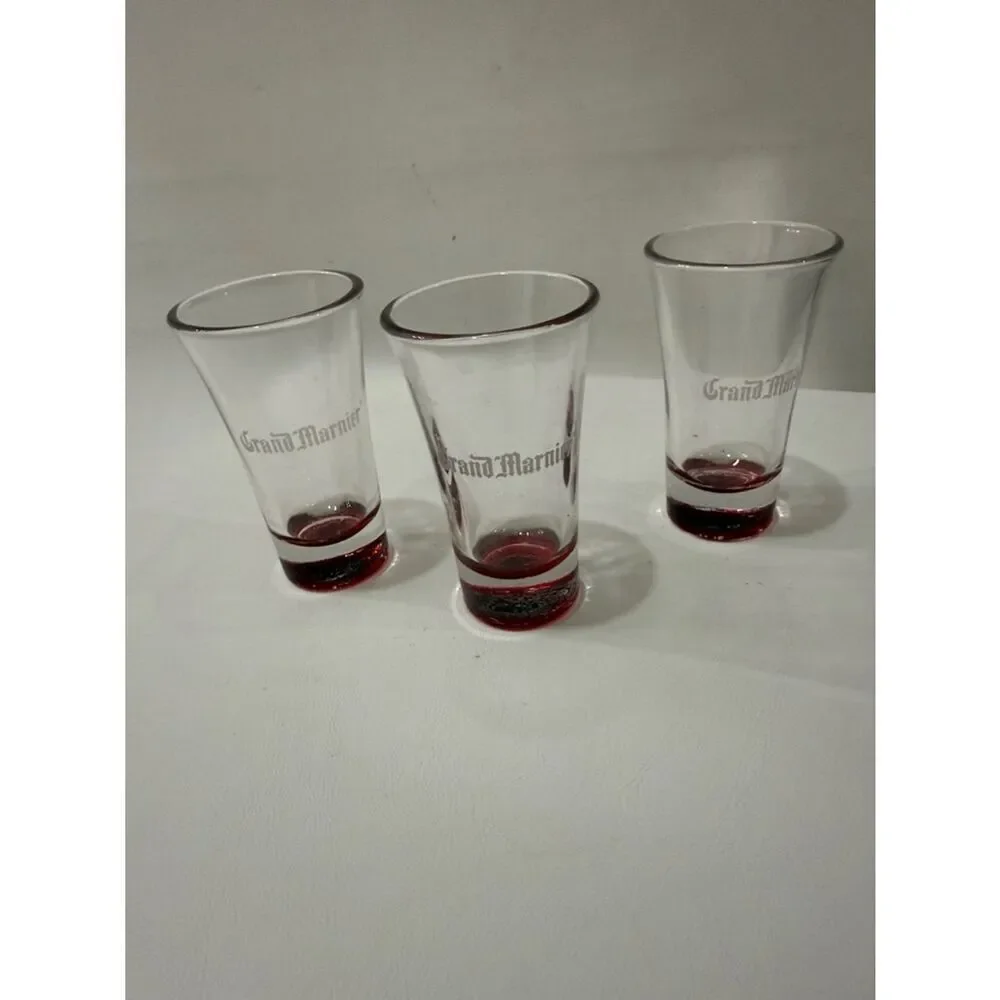 Grand Marnier Shot Glasses Orange Flavored Liquer 2 Oz Each 3 1/2 In Tall Set 3